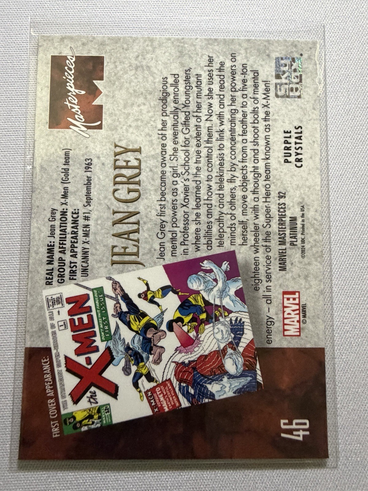 Jean Grey – 2024 Upper Deck Marvel Masterpieces ’92 #46 Purple Crystals
