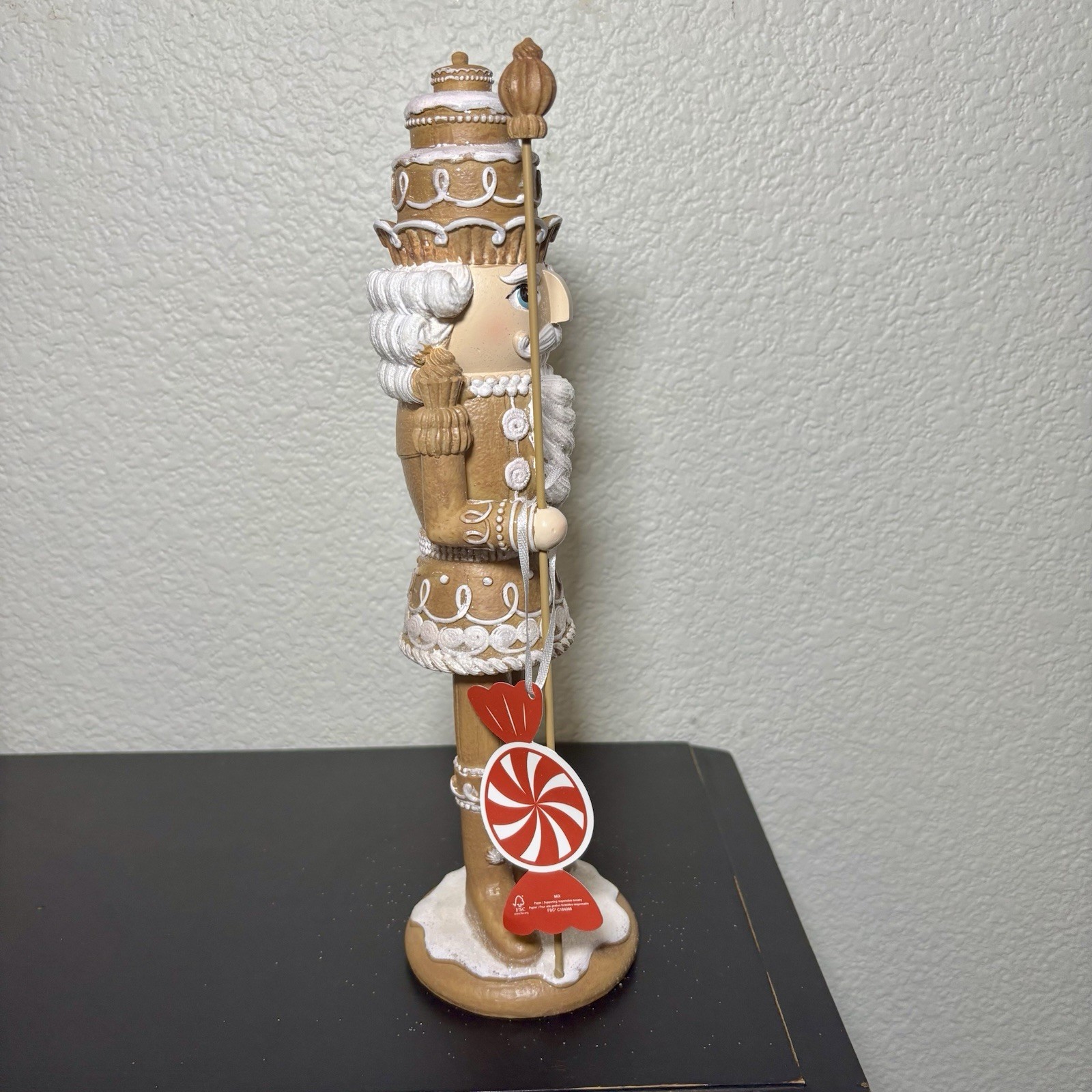 PEPPERMINT SQUARE Christmas Holiday Gingerbread Nutcracker 14 Inch Brown NEW