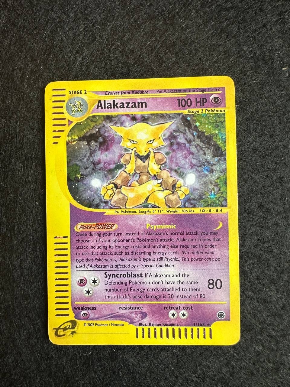 ALAKAZAM 1/165 HOLO EXPEDITION POKEON ENG CARD OLD RARE.