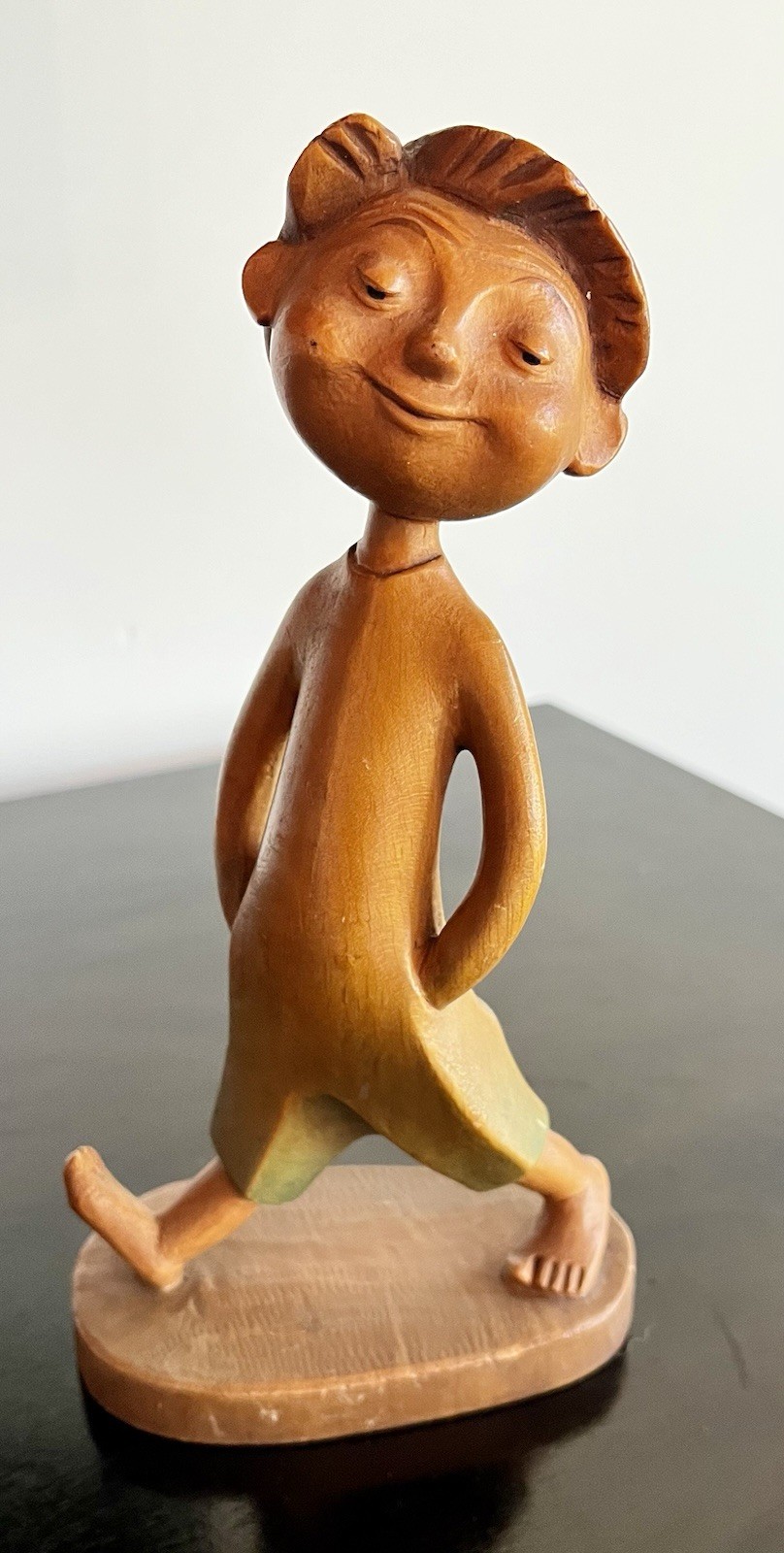 Vintage: Italy Wooden ANRI “Hans Walking” 8.5 Inches Tall, By S. Hafner