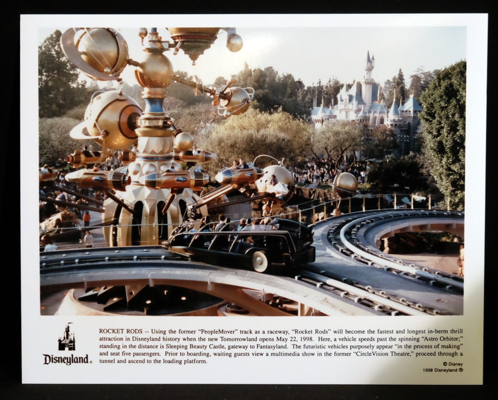 DISNEYLAND TOMORROWLAND 1998 Rocket Rods RIP Original Press Photo 8×10 NM