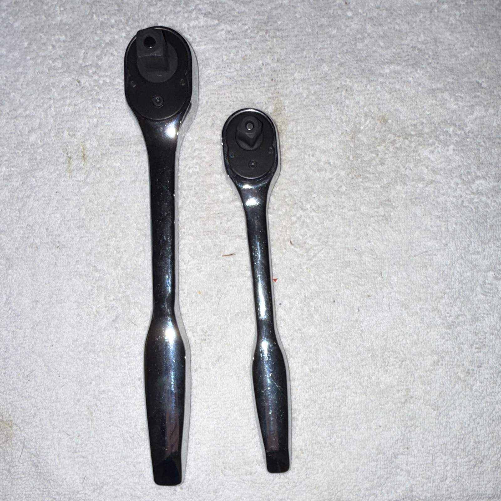 Hart Chrome Push Button Release Pear Head Ratchets In 3/8 And 1/2 Drive