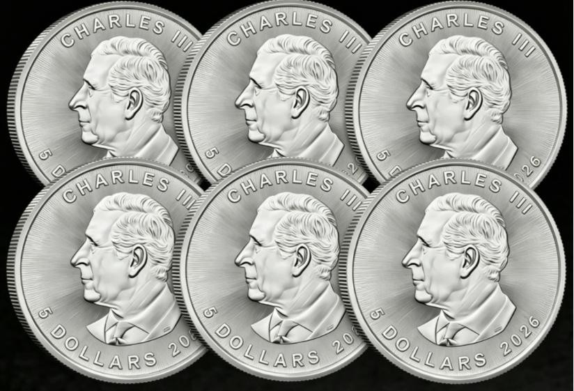 Lot of 5 – 2026 Canadian Maple Leaf Commemorative (0.999999 Purity)