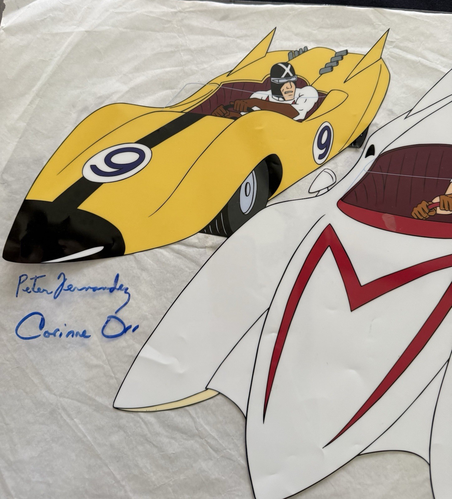 Speed Racer Sericel Hand Signed Peter Fernandez Corinne Orr Mach 5 Racer X