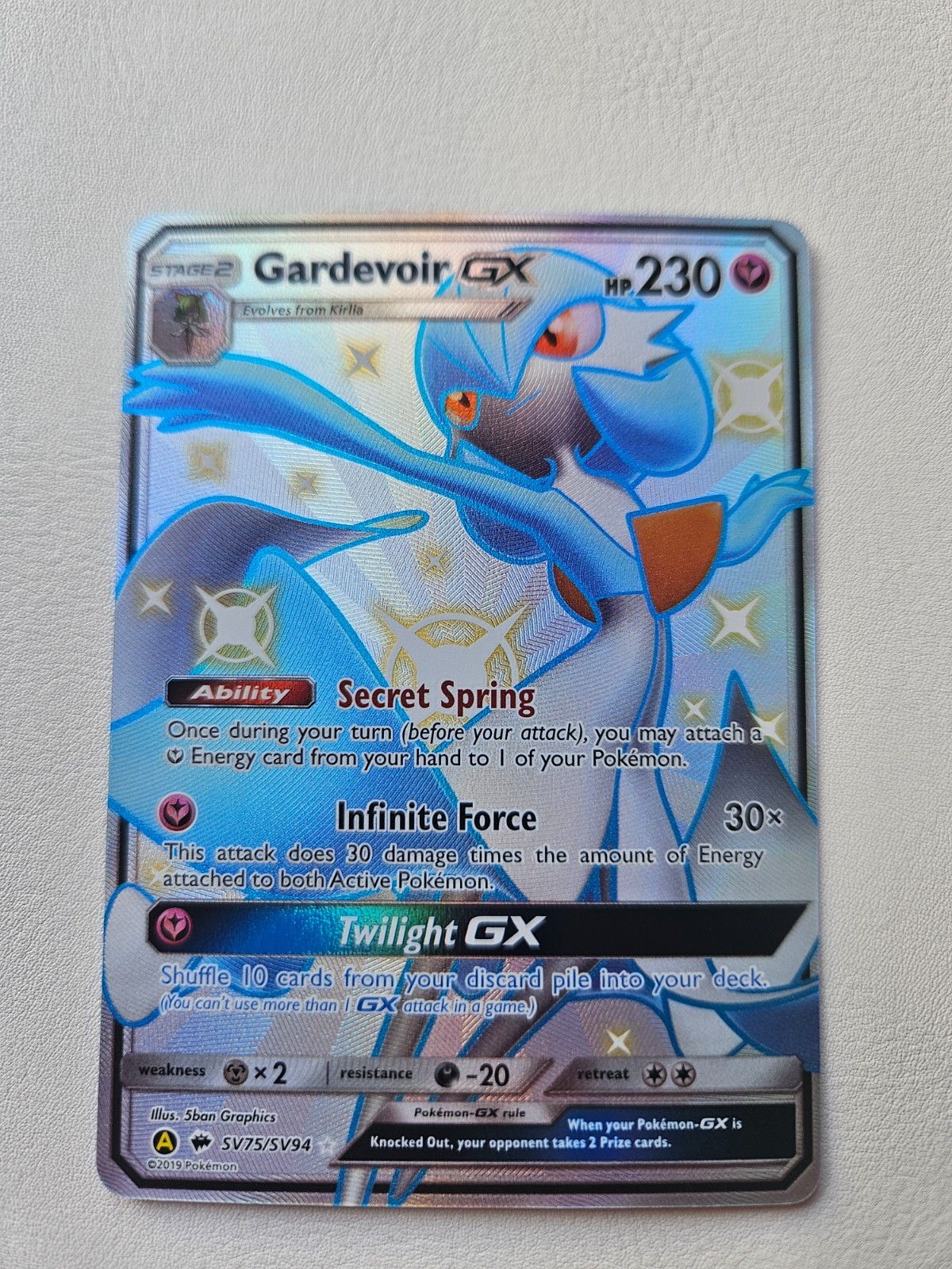 Pokemon TCG Gardevoir GX Full Art Holo Card SV75/SV94 Hidden Fates NM