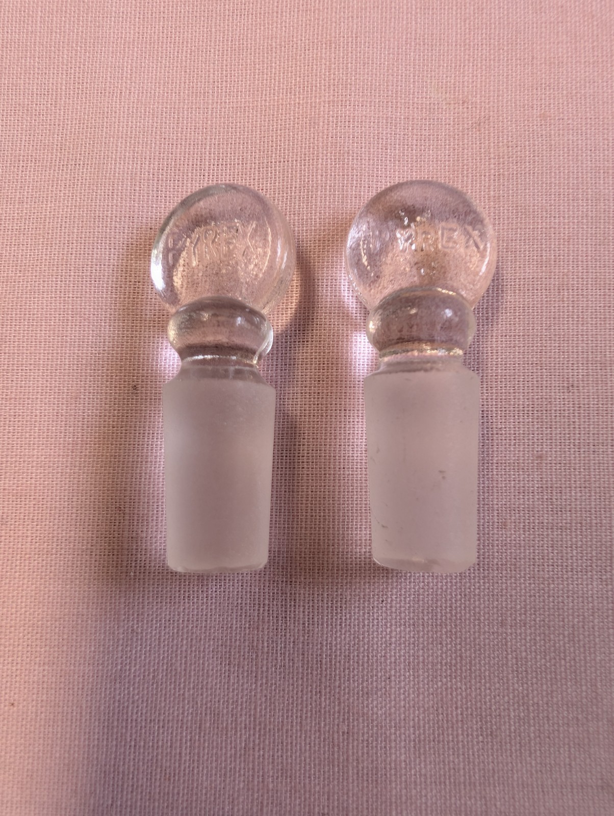Vintage Pyrex Glass Medicine Bottle Stopper Set of 2 Apothecary Collectible No 9
