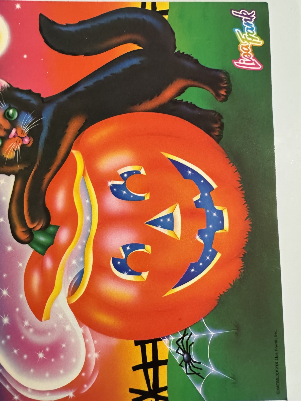 Rare 1989 Lisa Frank Halloween Poster Limited Edition Cat Pumpkin Ghost NOS