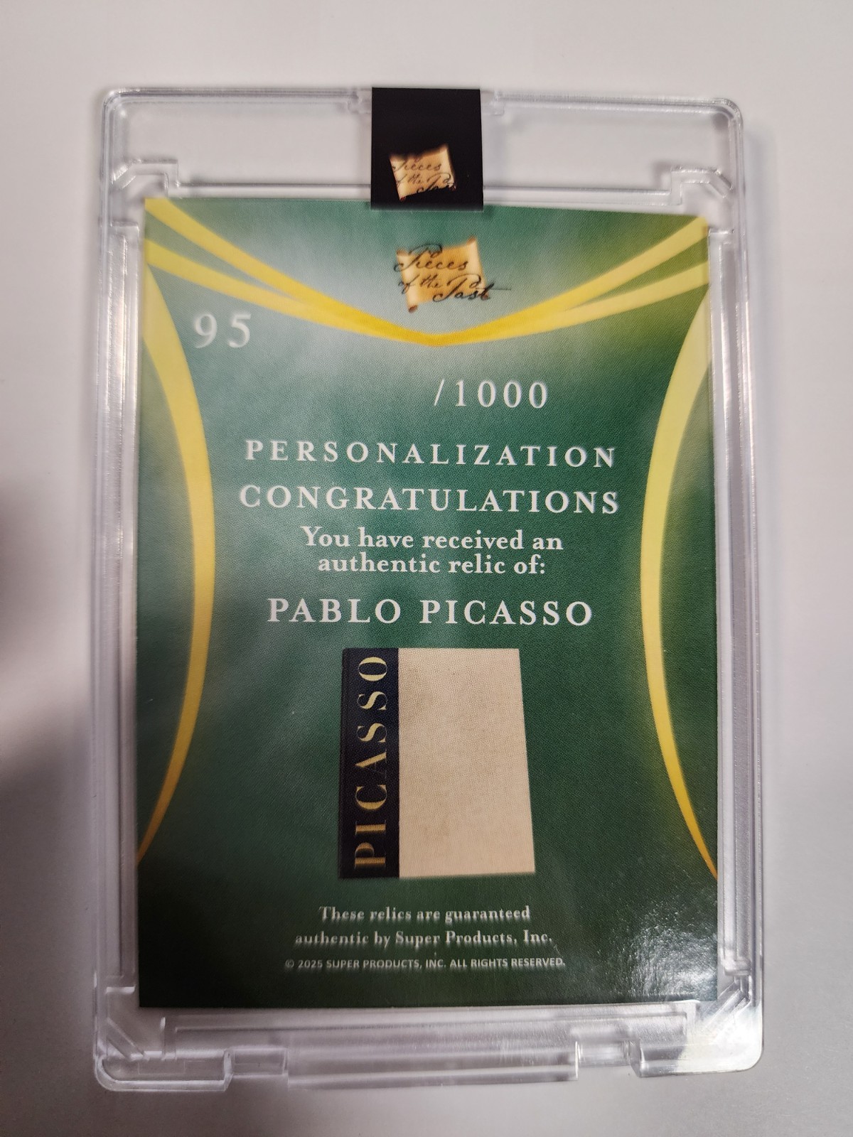 2025 Pieces Of The Past–Pablo Picasso Personalization Edition Relic #95/1000
