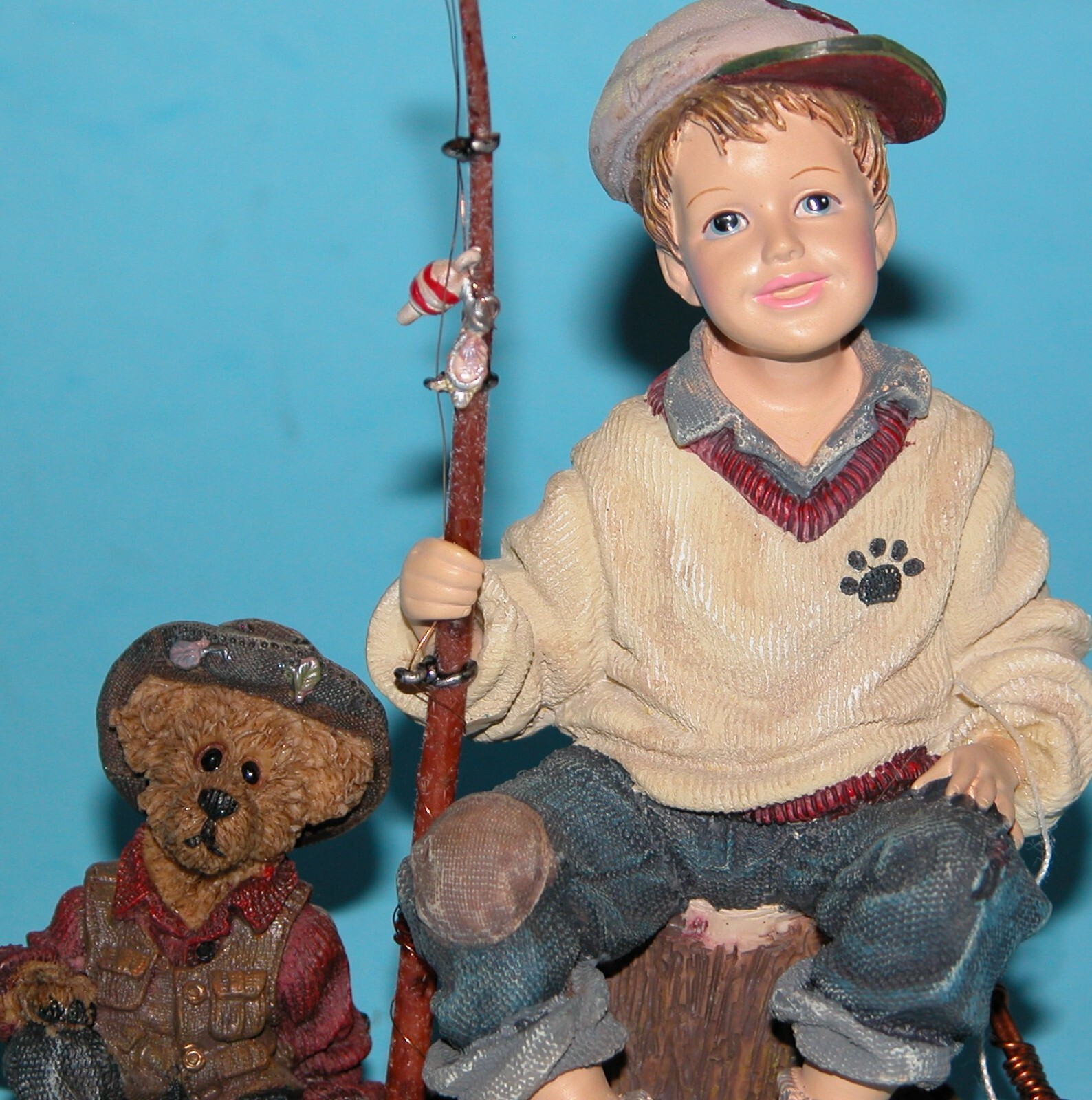 Boyds Bears Dollstone Michael &Thayer Waiting for Grandpa #3552 NIB fishing 1999