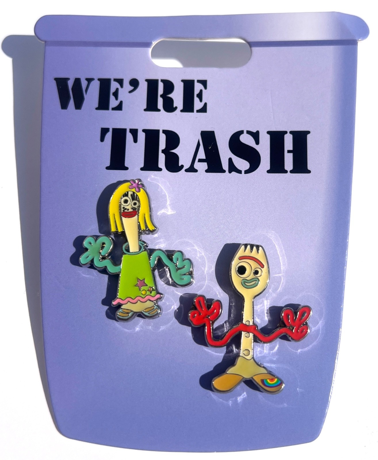 NEW Disney Park Pin Set Pixar Toy Story 4 We’re Trash 2 Forky Spork Knifey Karen