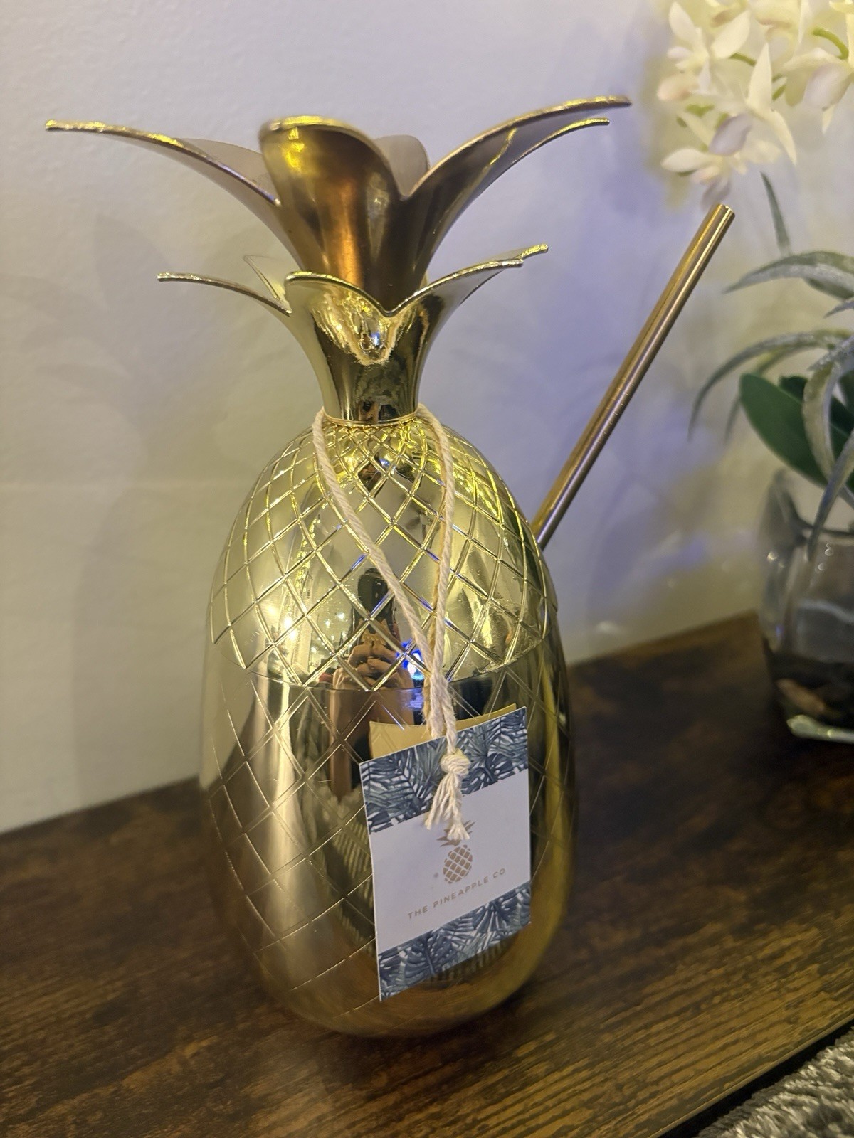 The Pineapple Co. Brass Gold 16oz Tumbler W&P Design Hand Wash Only