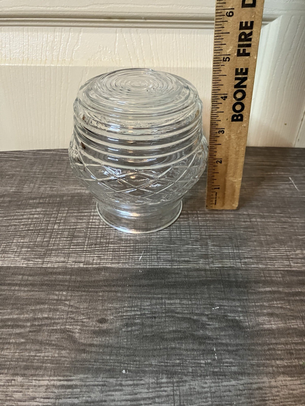 Vintage Mid-Century Ceiling Light Fixture Ribbed Glass Cover Clear Shade NOS A5