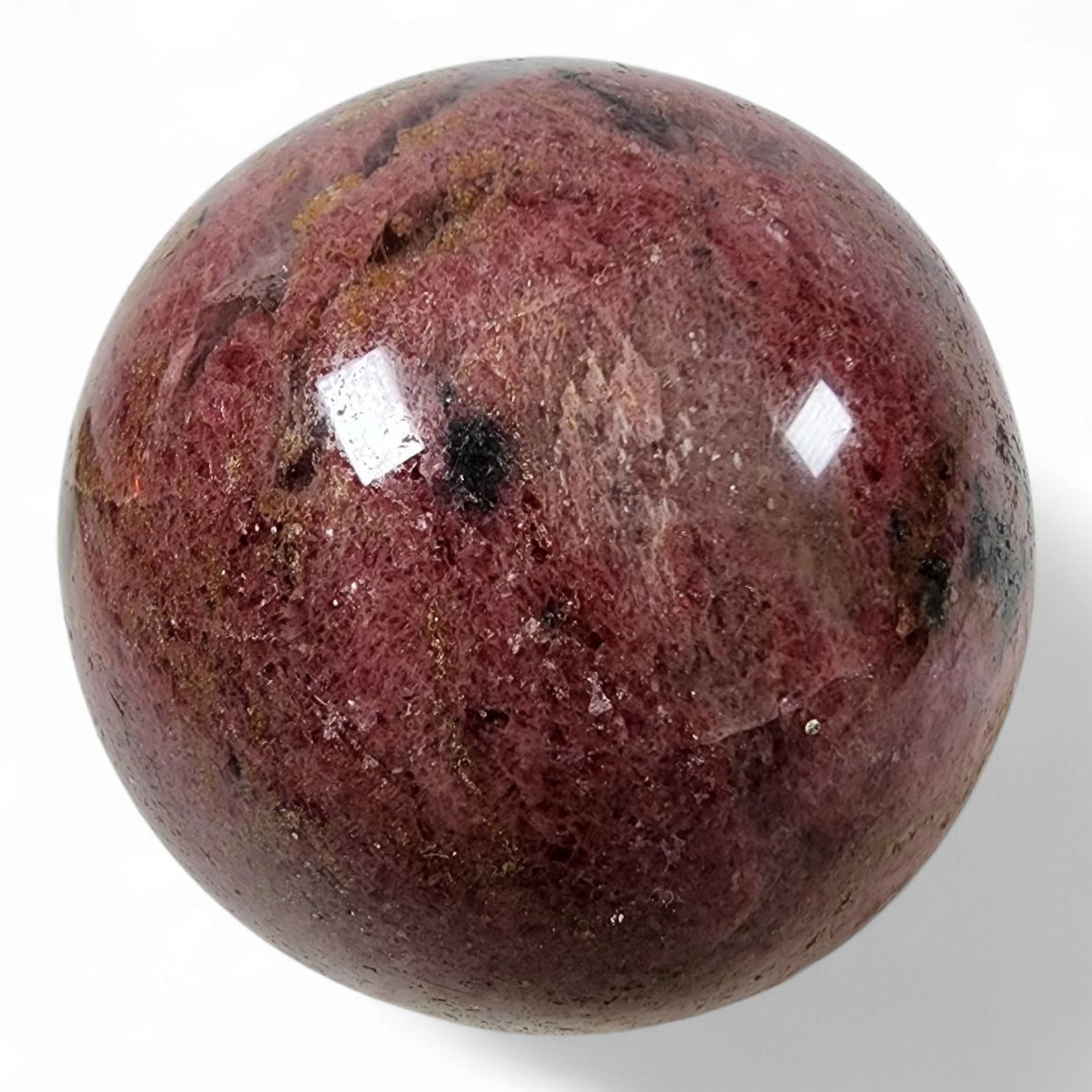 Rhodonite Crystal Polished Sphere 1lb 13.8oz.