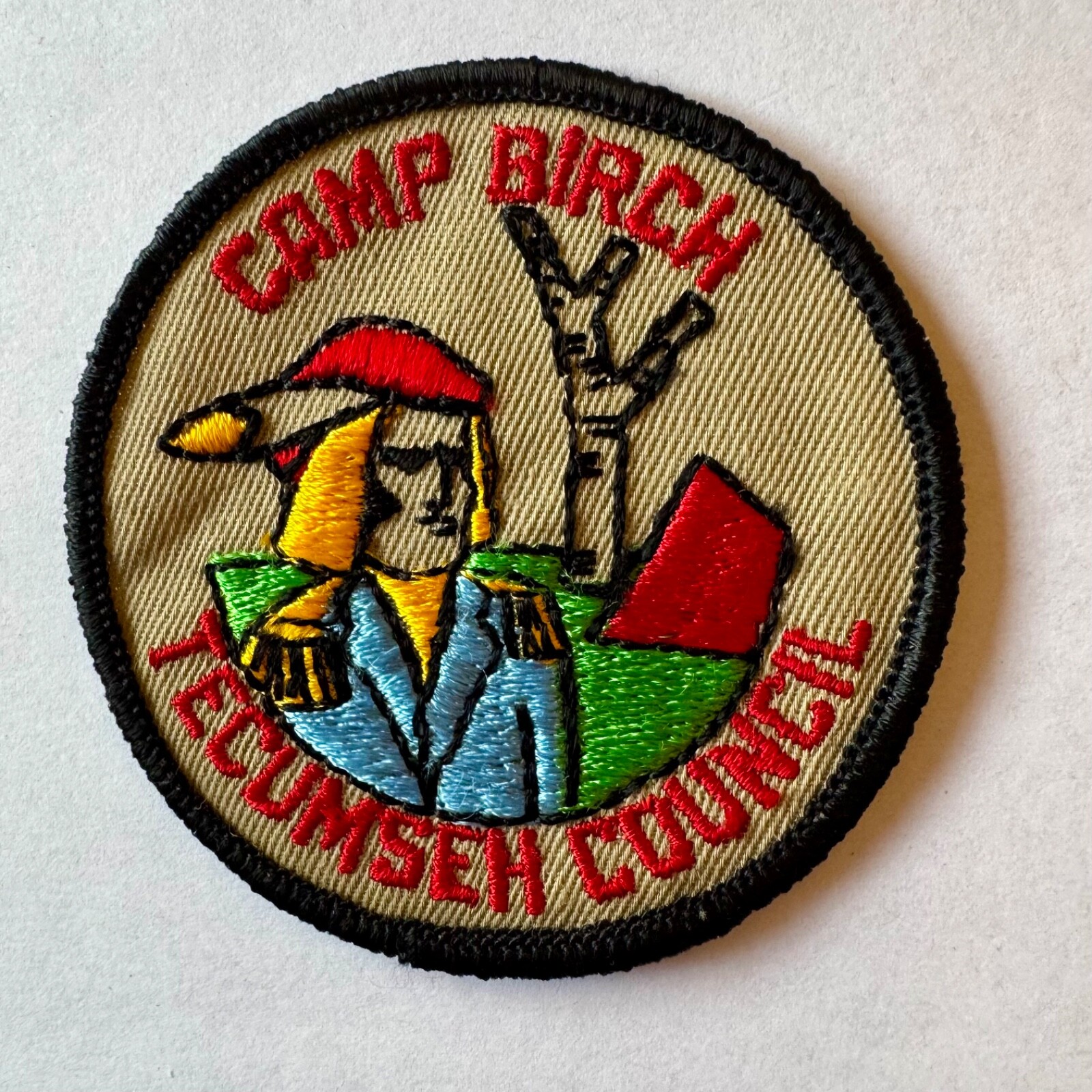 Boy Scout Camp Birch Tecumseh Council (1967 – 1973) Patch with Image of Tecumseh