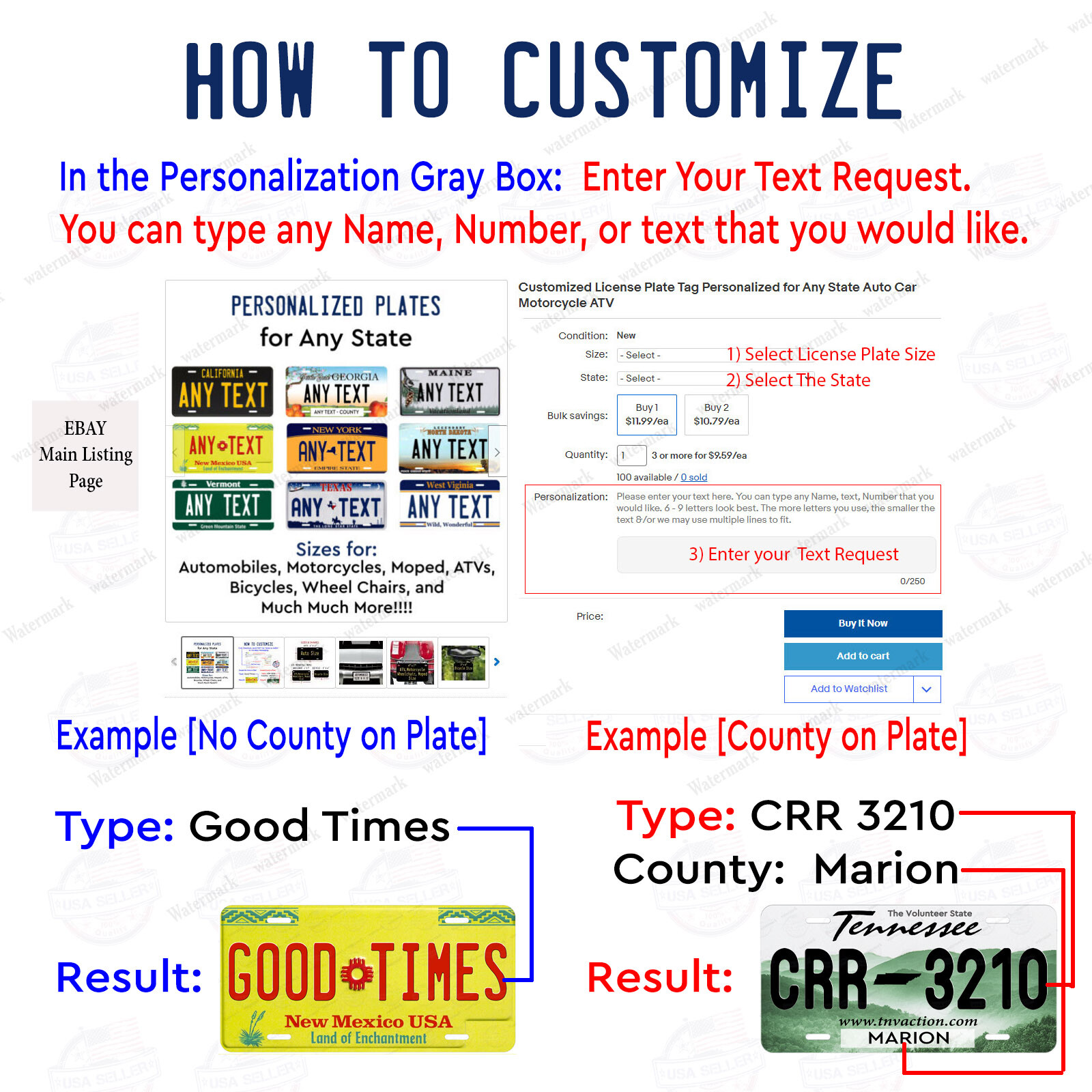Custom State Novelty Personalized License Plate Auto Car Motorcycle ATV Wall Art