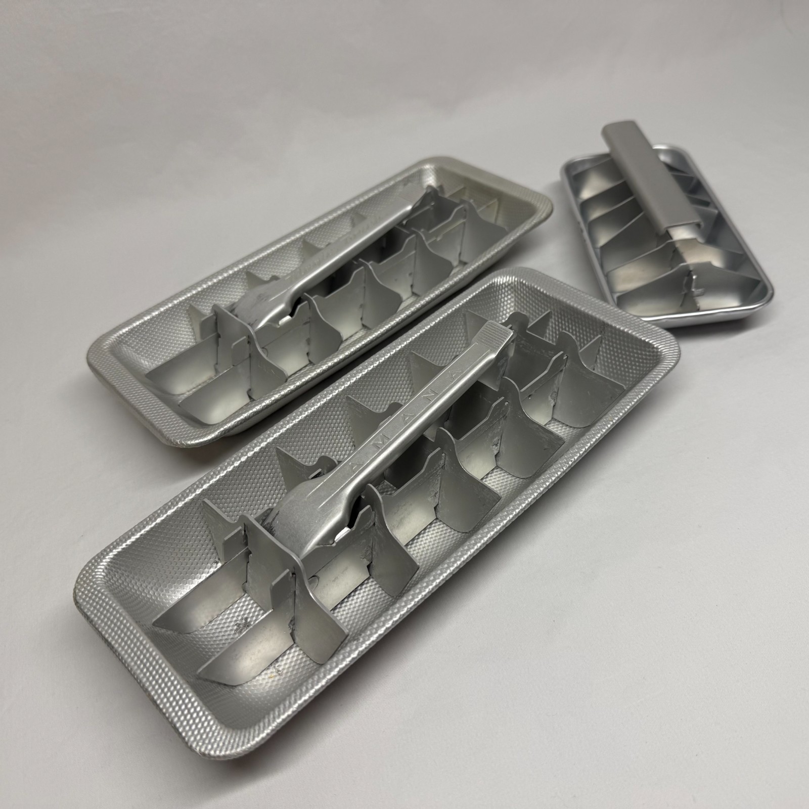 Vintage Set of 3 Aluminum Ice Cube Trays – Magic Touch, Amana & Unbranded