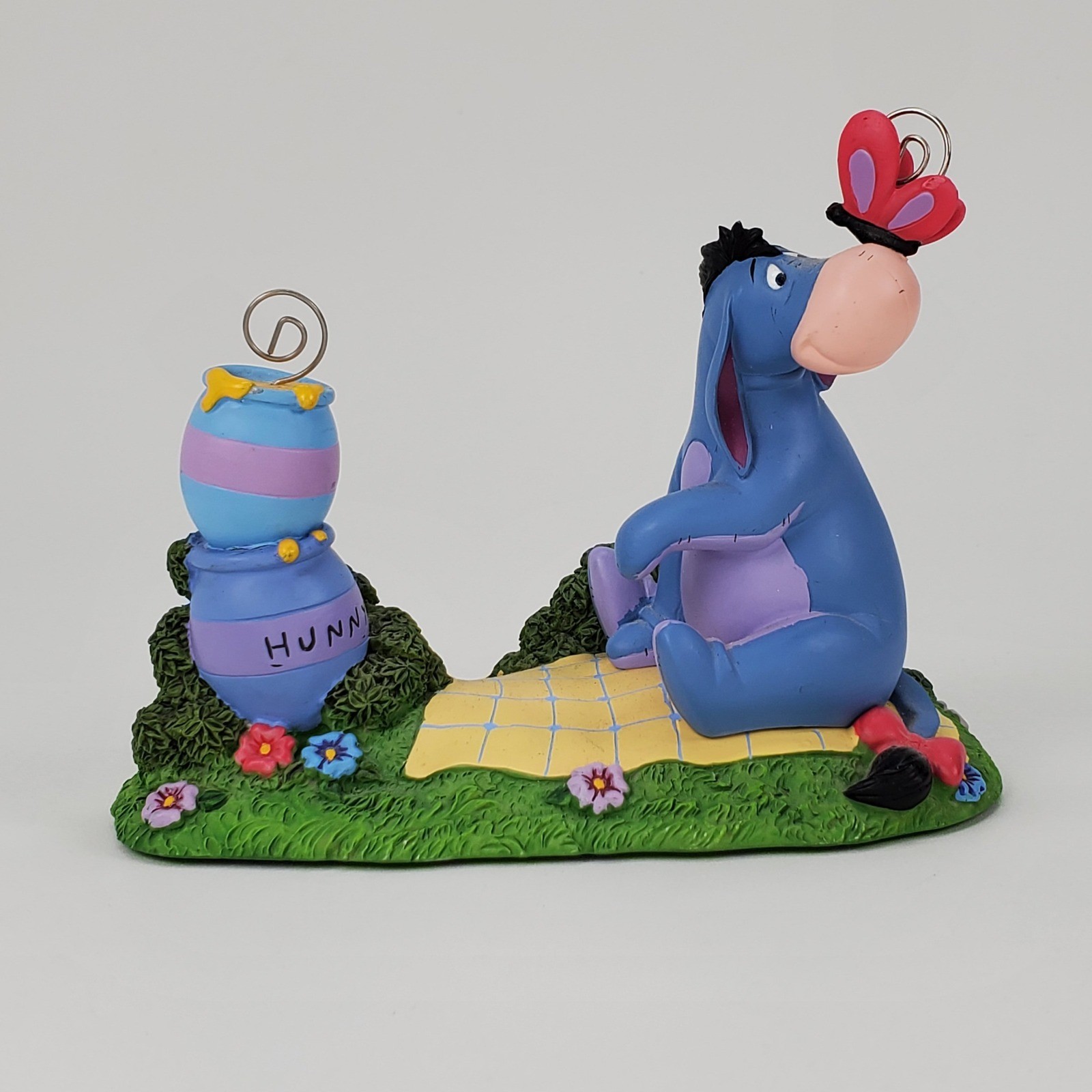 Disney Store Eeyore Picnic Memo Photo Holder Clip Figurine Butterfly Honey Pot