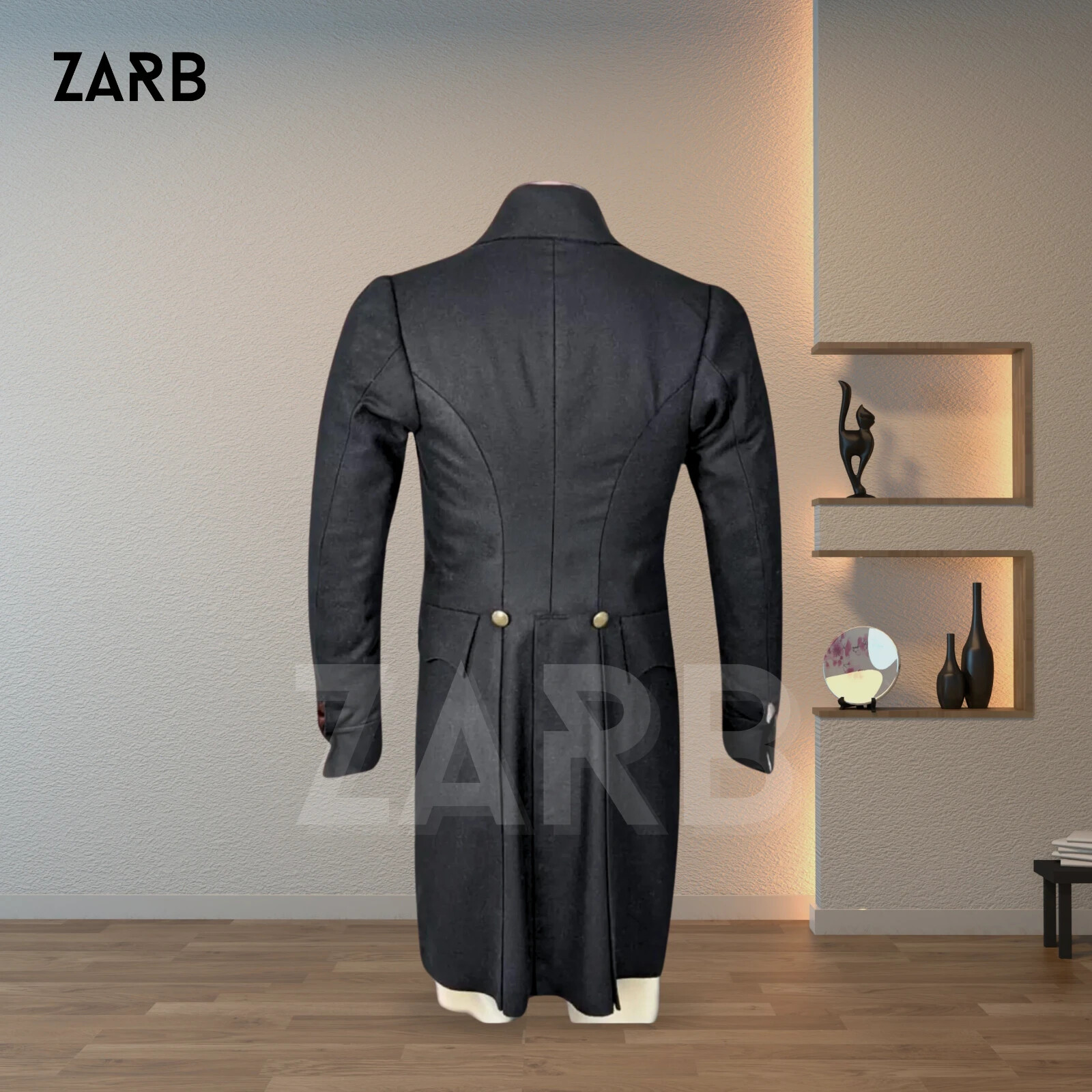 Men’s Black Regency Tailcoat – Double Breasted Historical Costume Jacket / Coat