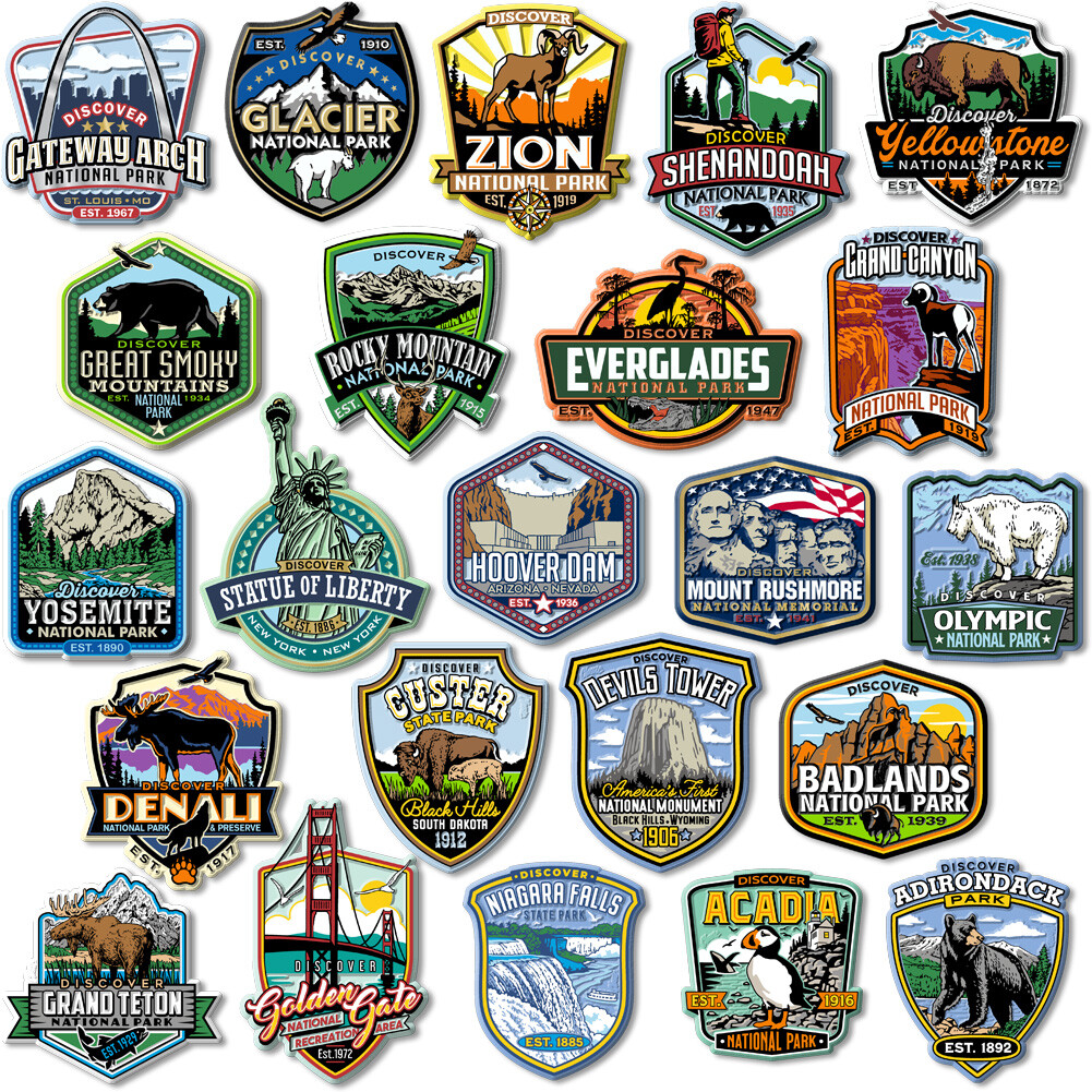 U.S. National Parks Magnet Set by Classic Magnets, 23-Piece Set