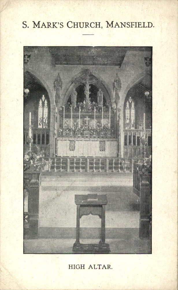 Mansfield England S. Marks Church High Altar Foreign Postcard