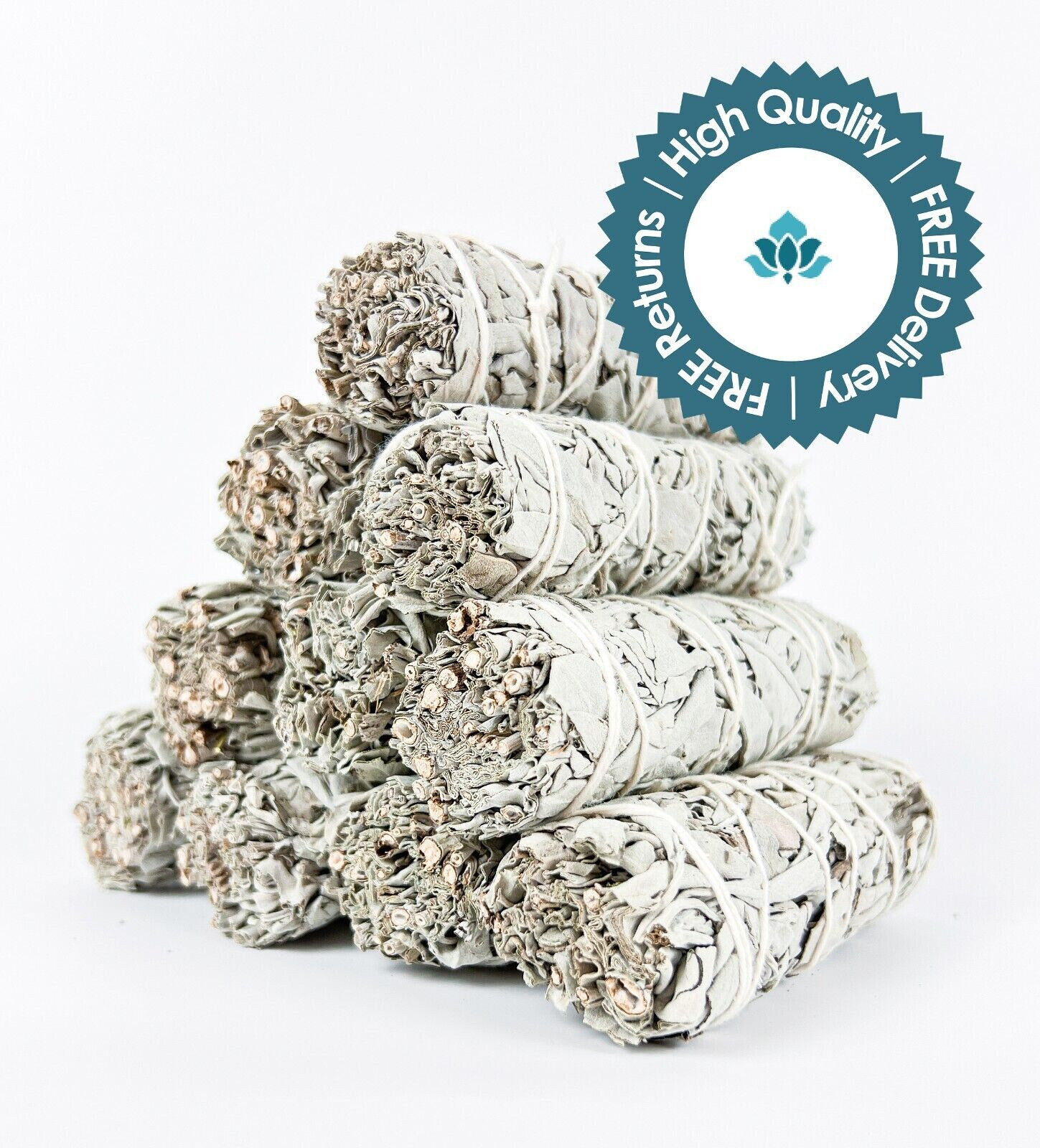 10 X White Sage Smudge Sticks / Wands 4″ to 5″ Negativity Removal