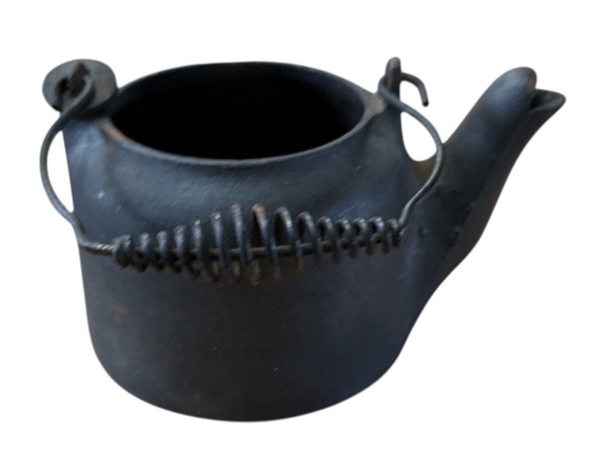Vtg Wagner Ware Sidney Ohio Sm Cast Iron Teapot Kettle Coil Wire Handle (No Lid)