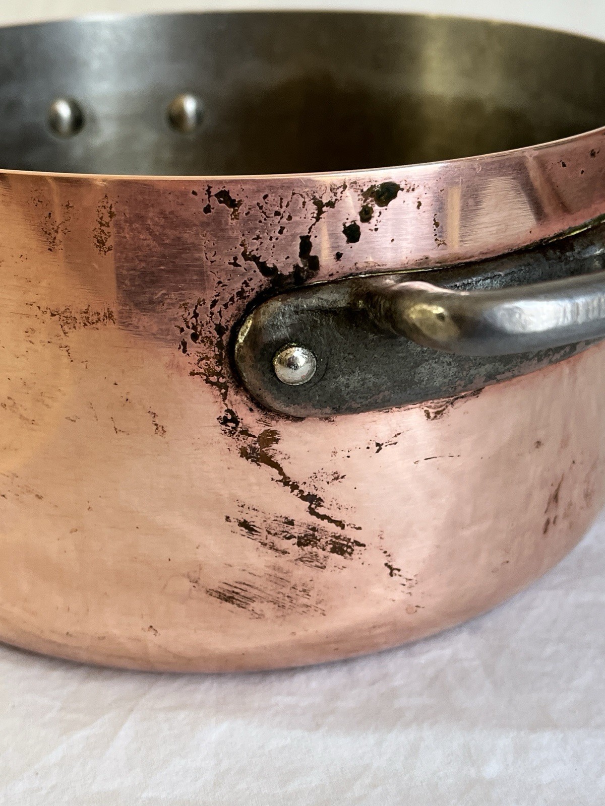 Vintage Matfer Bourgeat Copper Double Handle Brasier w Lid #20 Made in France