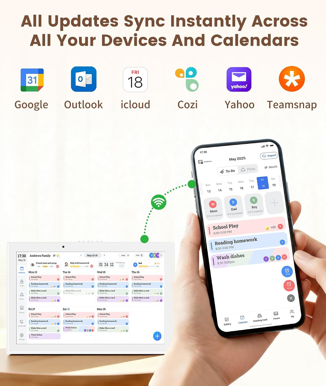 10.1″ Smart Touchscreen Digital Calendar & Planner with Photo Frame (White)
