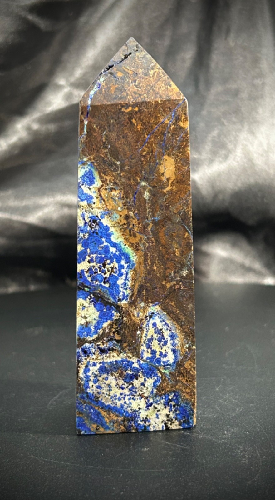 3.77″ Malachite, Azurite, Chrysocolla, And Shattuckite Tower 4.7oz (134 grams)