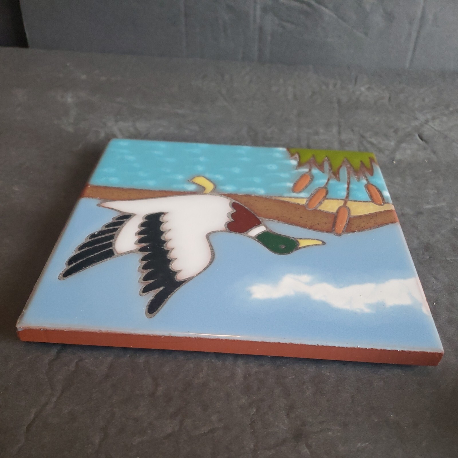 Edilgres SPA Ceramic Tile Trivet Mallard in Flight Made In Italy 6 7/8″x6 7/8″