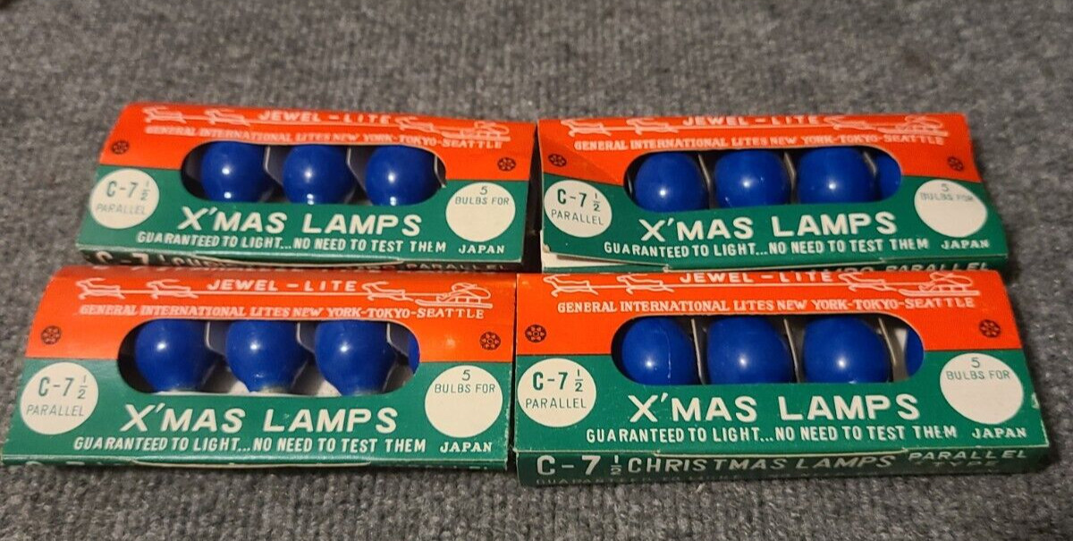Jewel Lite Lot Of 20 Christmas Bulb Lamps Parallel C-7 1/2 Blue NOS Vintage