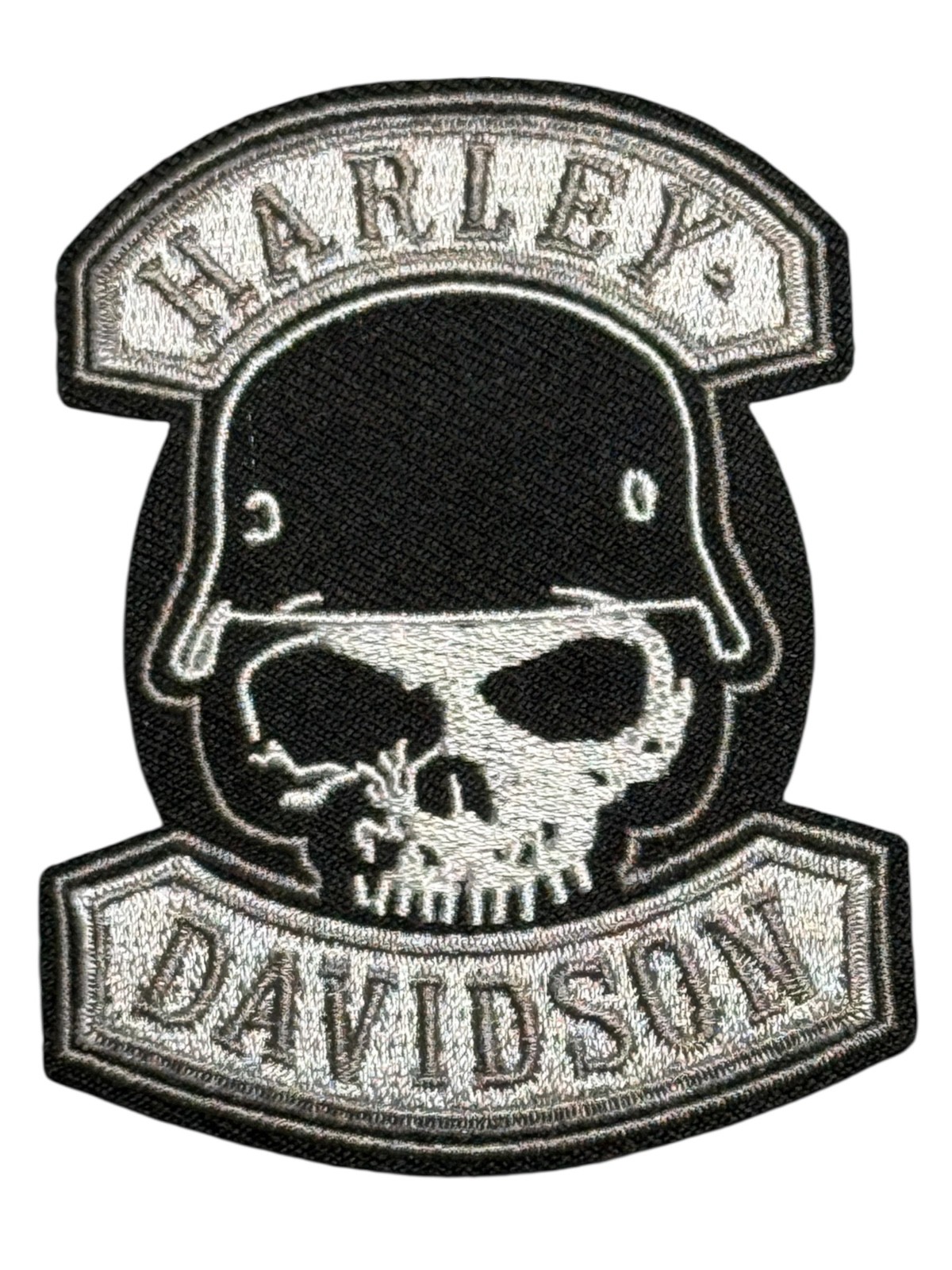 Embroidered Harley Davidson Iron-On Patch, Motorcycle, Biker (Skull Helmet)