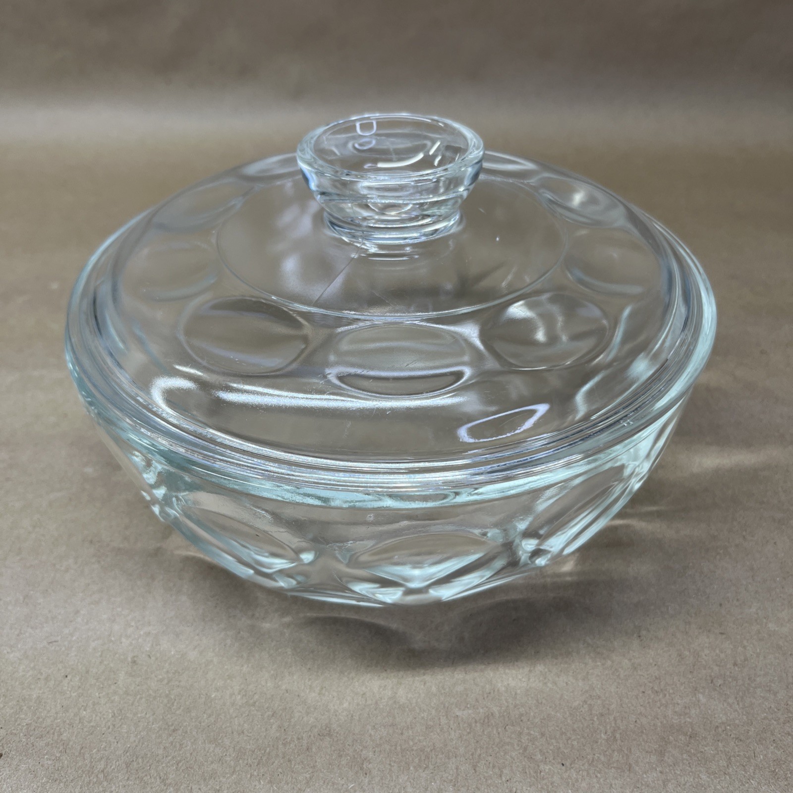 Vintage Pyrex Clear Glass Casserole Dish, 1 Qt., With Lid, Thumbprint/Teardrop