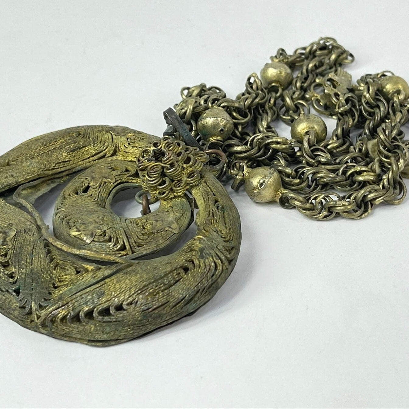 Gilded Brass Necklace Nigeria 30 Inch