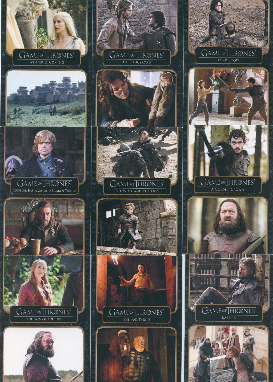GOT Game of Thrones the Complete series Vol 1 73 card base set + 2 empty wrapper