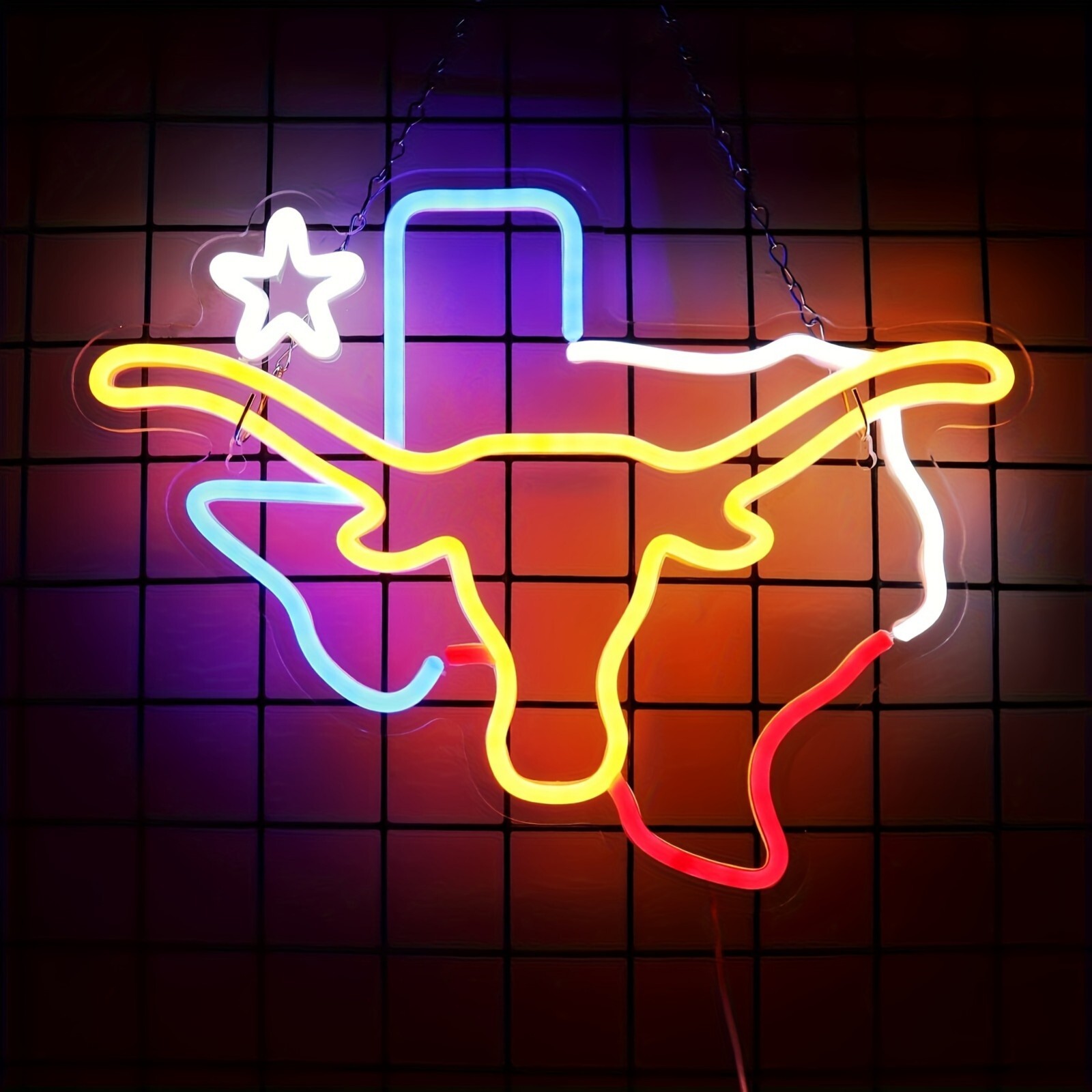 TEXAS Longhorn Neon Sign for Wall Decor LED Bull Neon Light Bar Sign – Dimmable