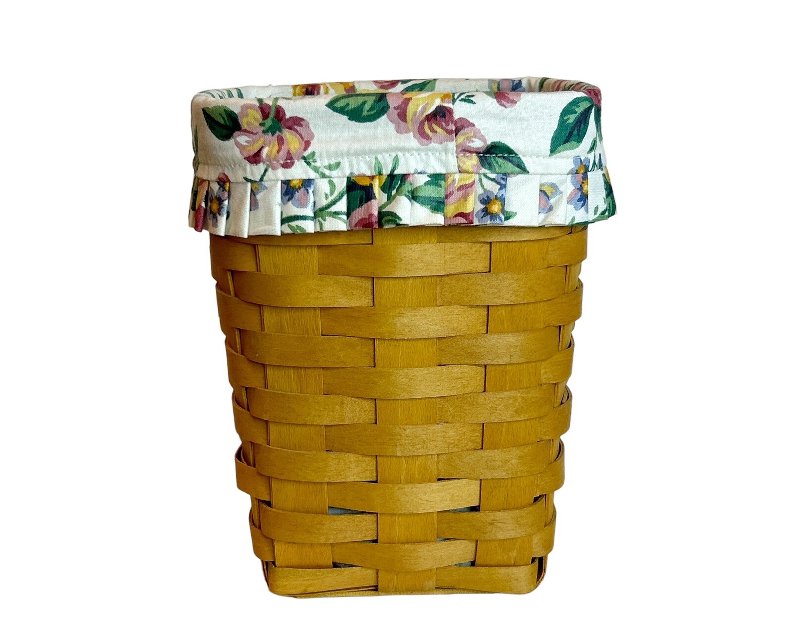 Longaberger Tall Basket Protector Spring Flowers Liner USA Brown 8.5 H X 6.5 W