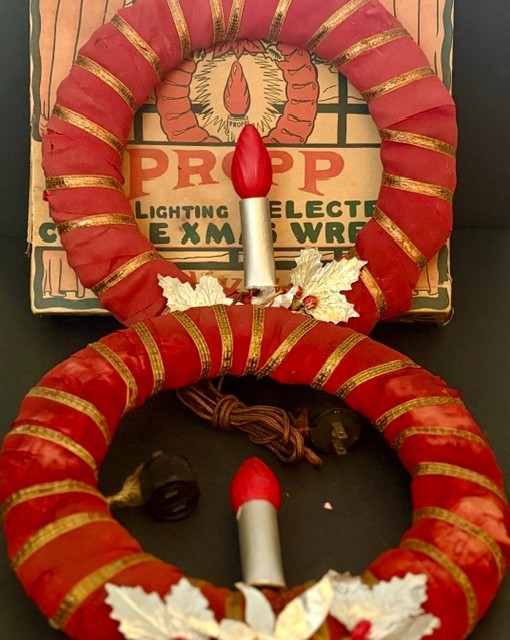 Propp Electric Candle Wreath Sets 1920s Original Box & 2 Complete Wreath Sets