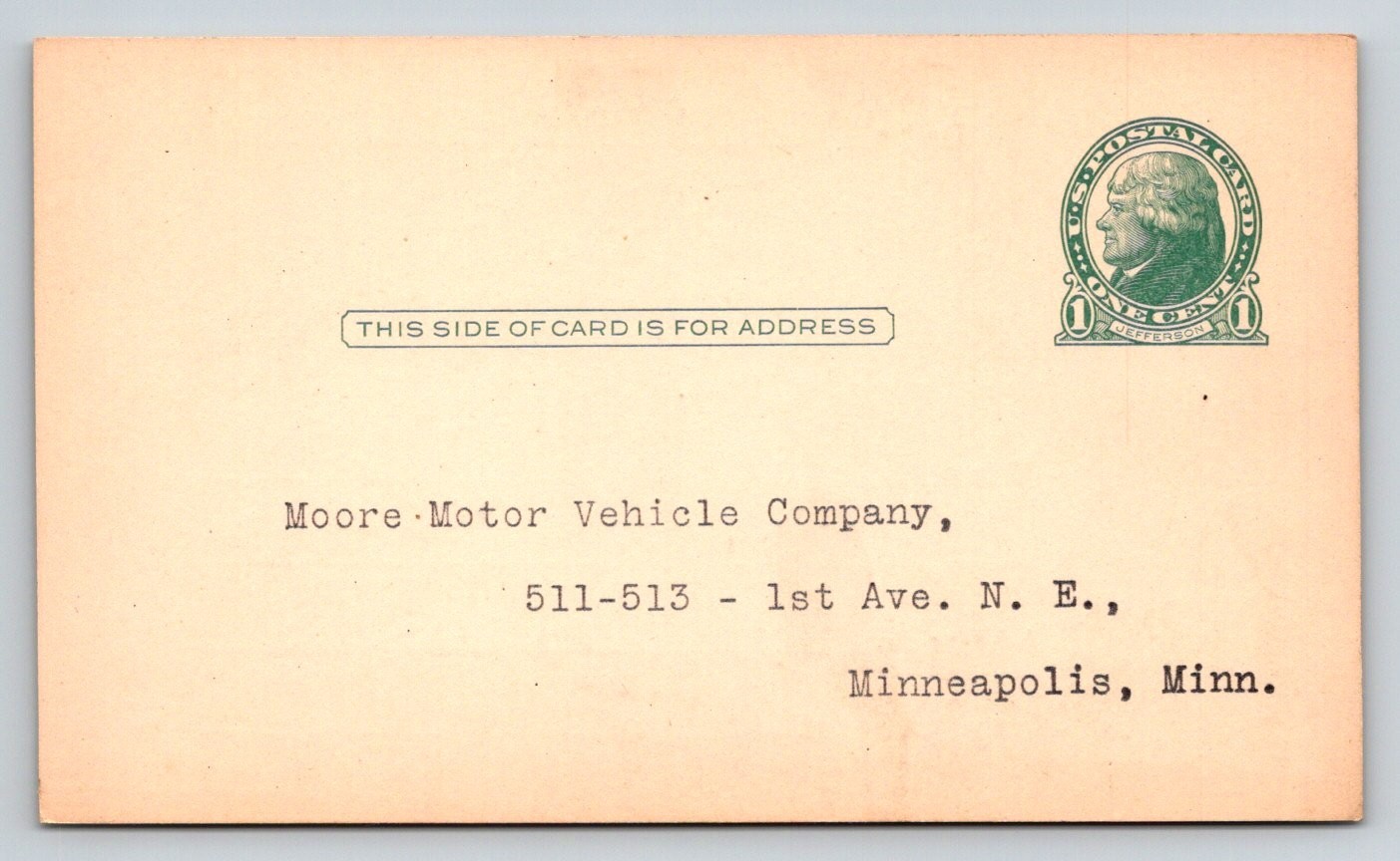Moore Motor Vehicle Company Minneapolis Minnesota Postcard