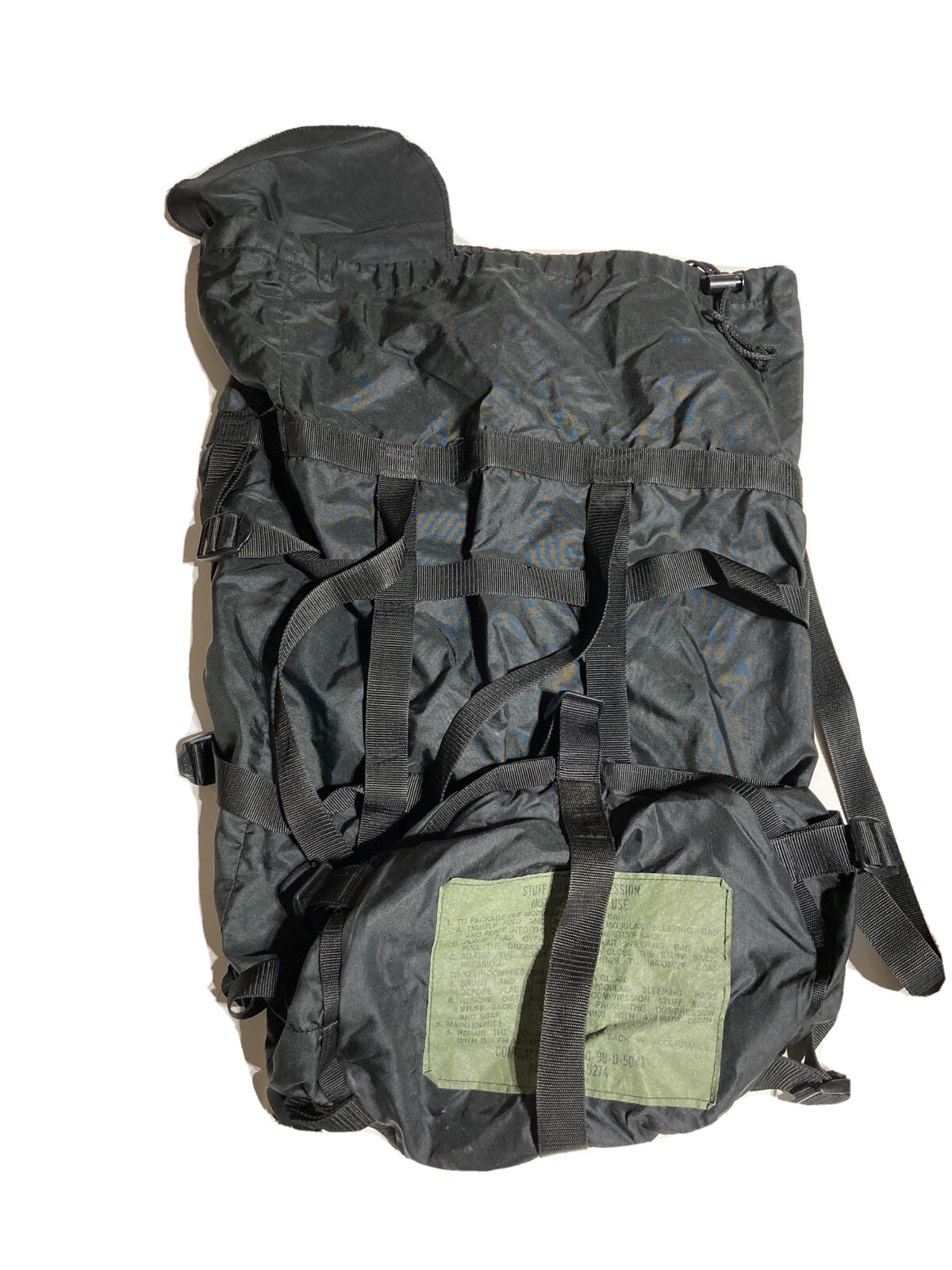 US Military Surplus Tennier Black MSS Stuff Sack Bag 8465-01-445-6274 9 Strap