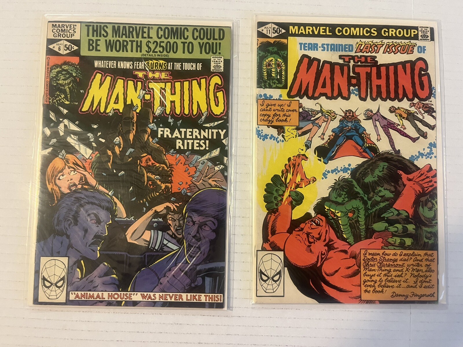 The Man-Thing #6 & 11. Marvel, 1980-81. High Grade. See Pics.