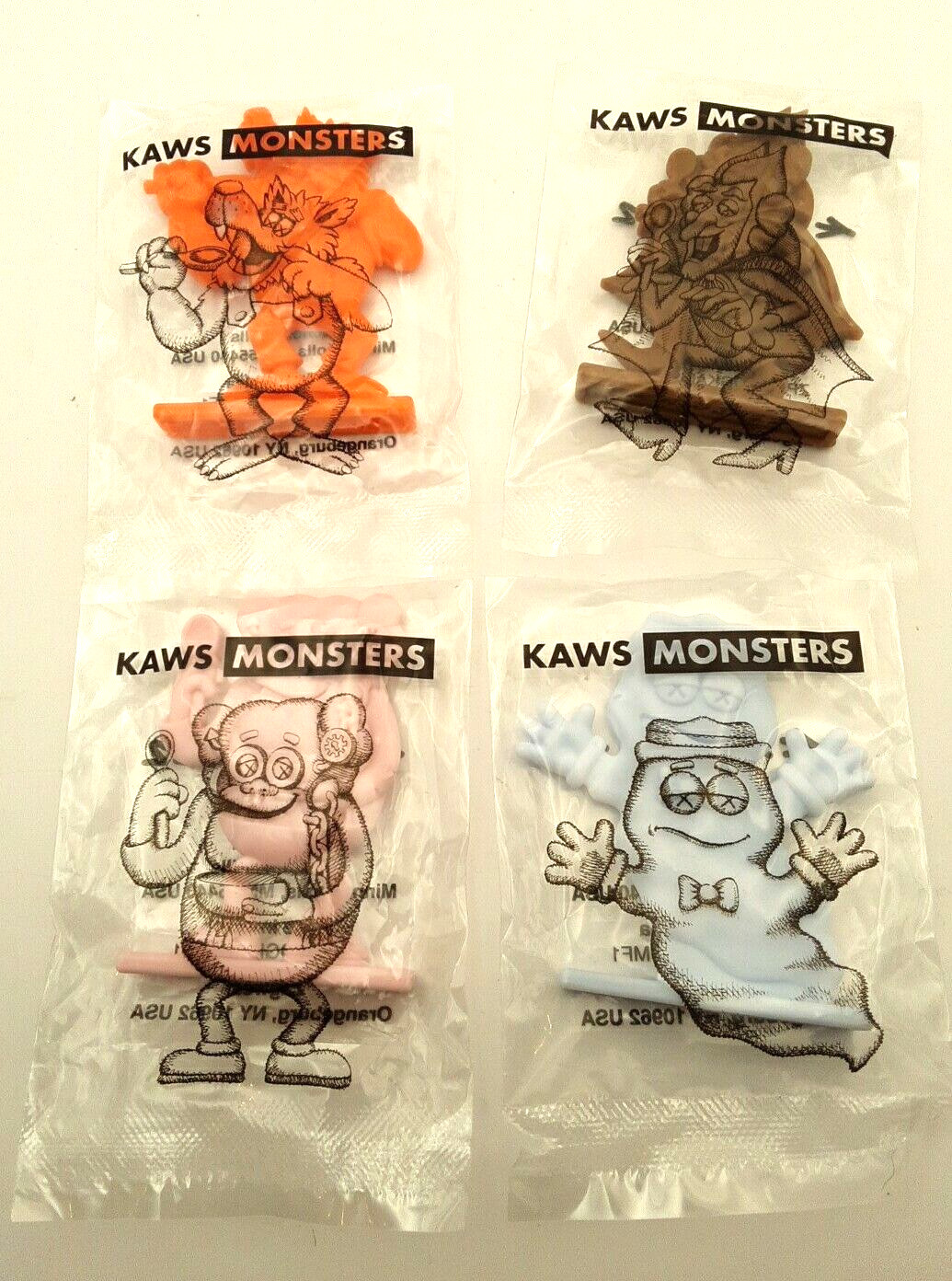 4 KAWS Monsters Franken Berry Count Chocula Boo Berry Frute Brute Figures Set