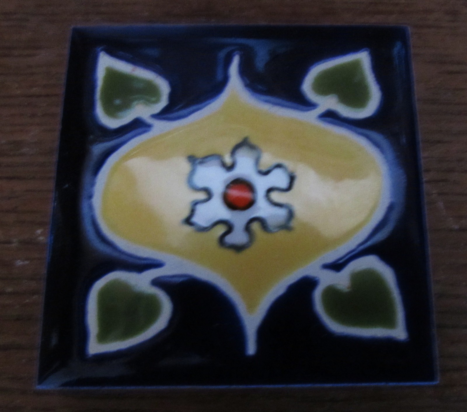 Hand Painted Ceramic Tile Magnet Flower Square Magda L Csihas 2.25” Collectible