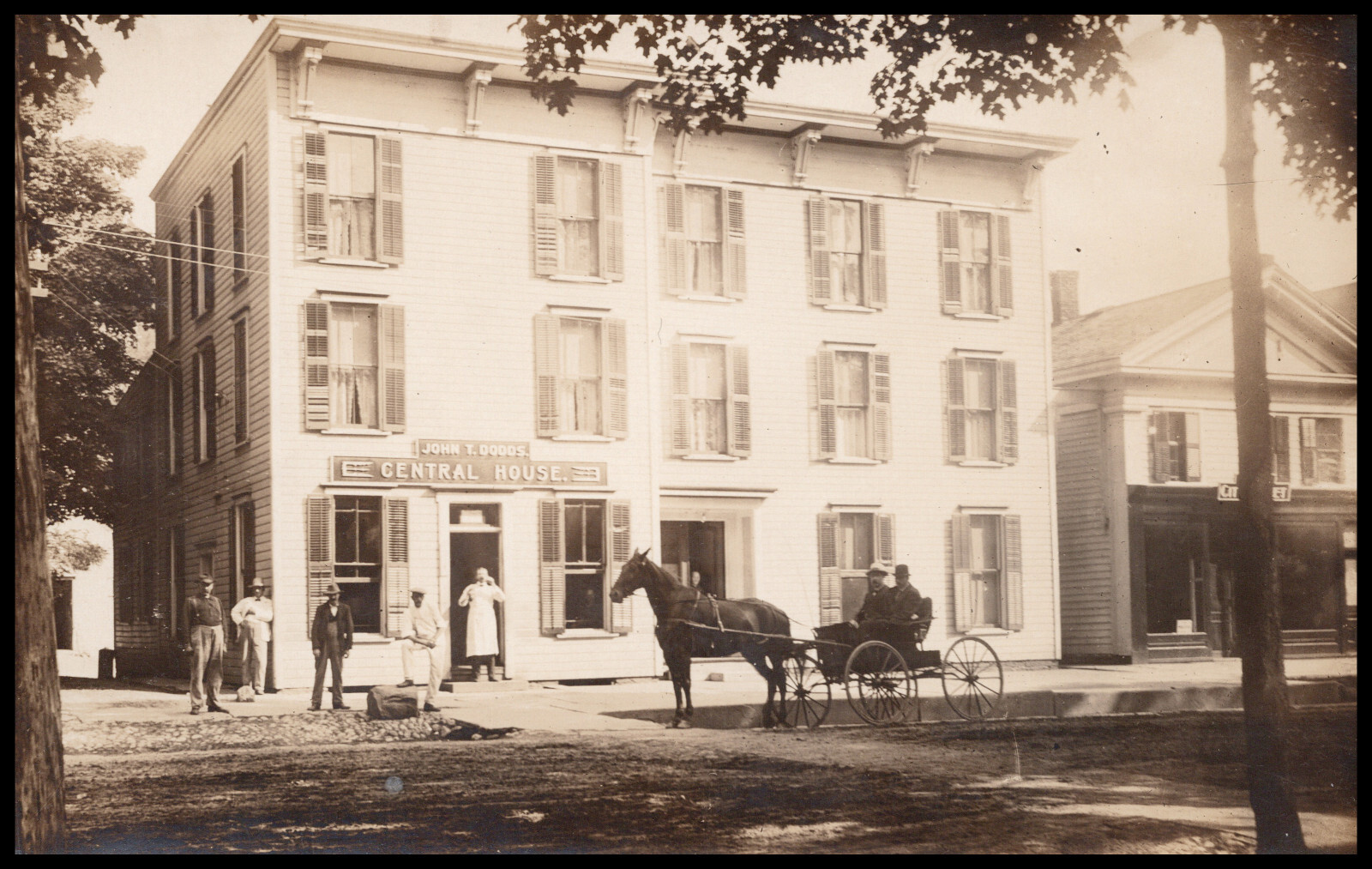 Delhi, New York, John T. Doods Central House, Real Photo Postcard RPPC