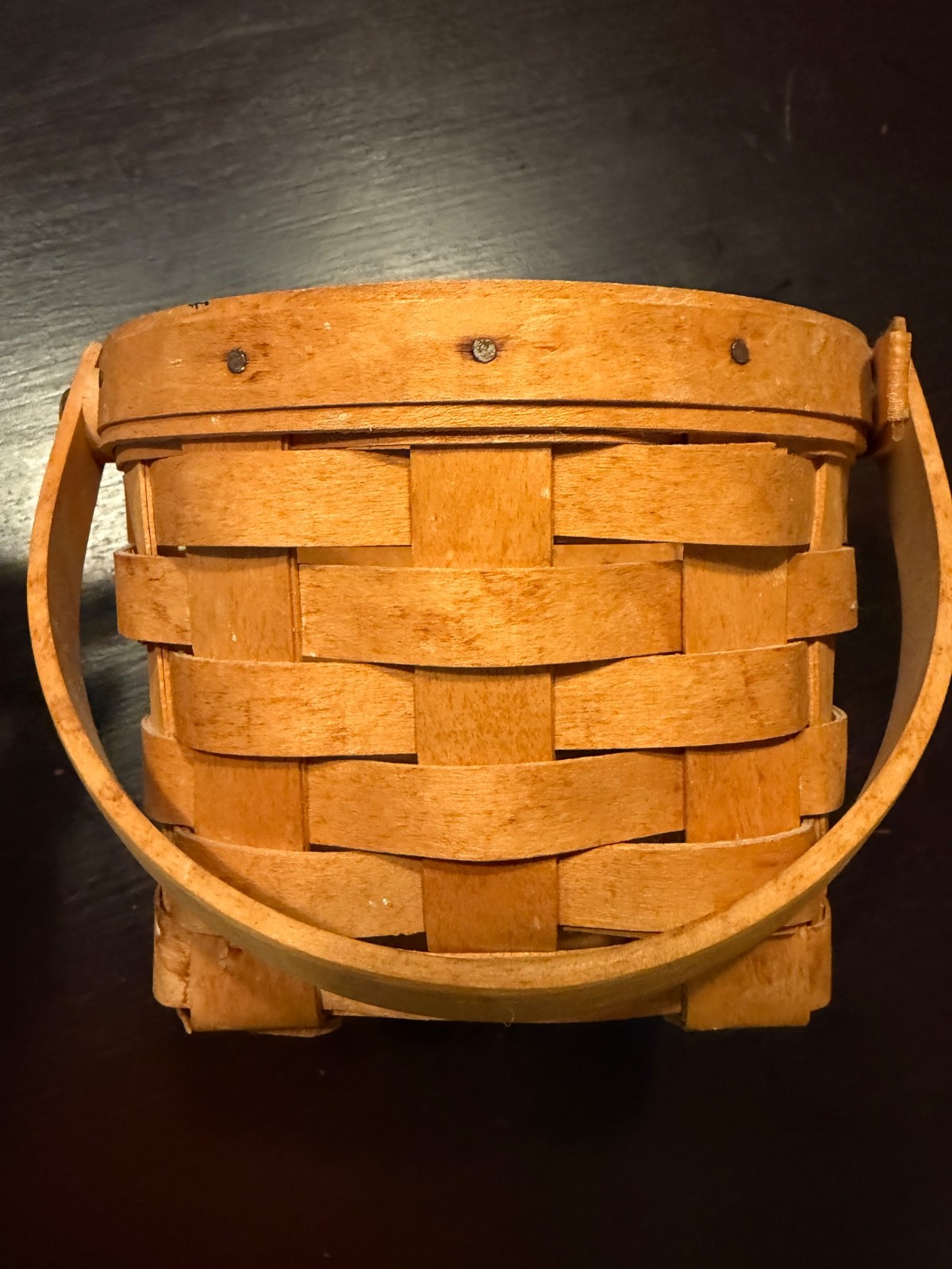 Vintage Longaberger Circular Small Basket with handle