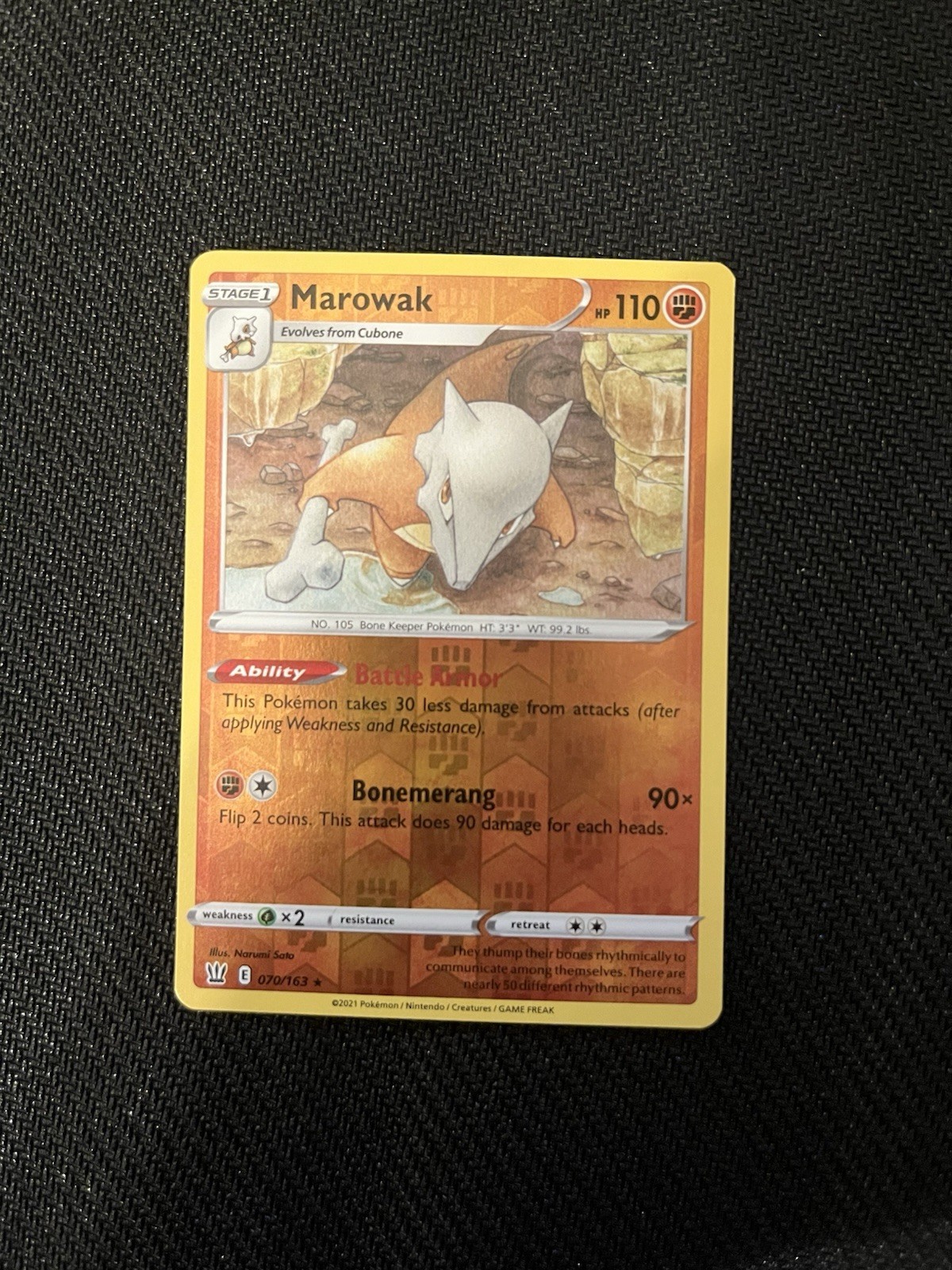 Marowak Reverse Holo Battle Styles Pokémon 070/163 Rare SWSH05