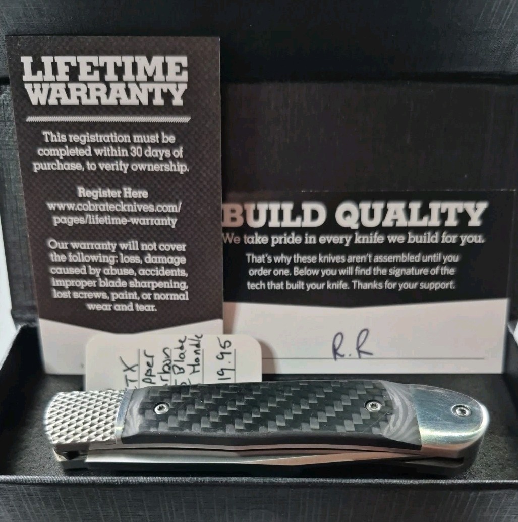 CobraTec Trapper Hidden Release Carbon Fiber 154CM Blade NIB Lifetime Warranty