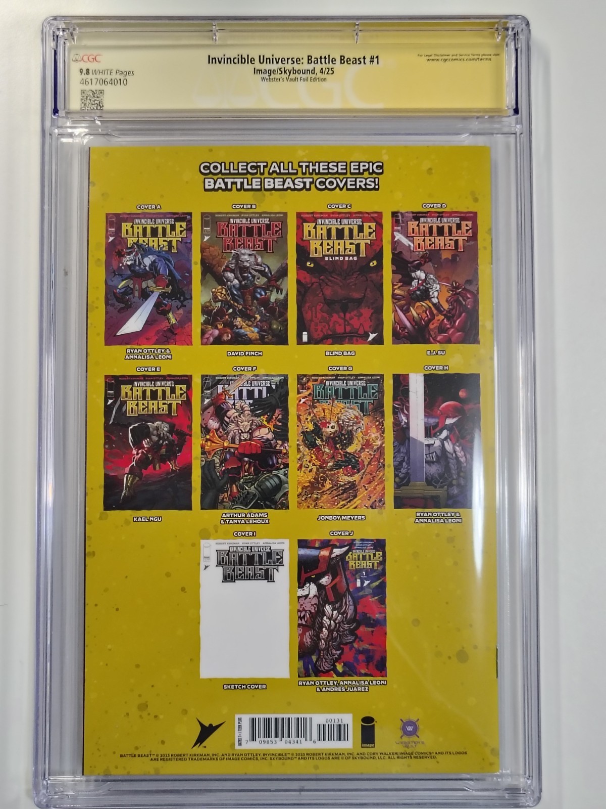 BATTLE BEAST #1 SIENKIEWICZ FOIL Webster’s Vault CGC 9.8 SDCC SIGNED RYAN OTTLEY