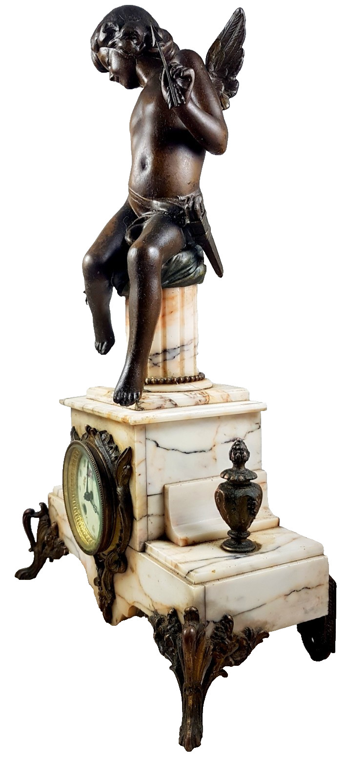 Antique mantel clock, table clock, bronze, France, Louis XVI, c. 1850