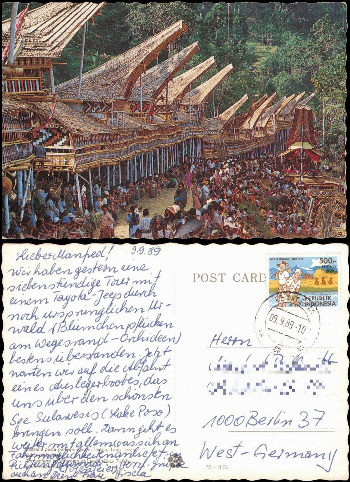Postcard Tana Toraja Sulawesi Houses 1989 Indonesia Indonesia